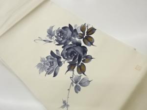 作家物　手描き金彩薔薇模様名古屋帯